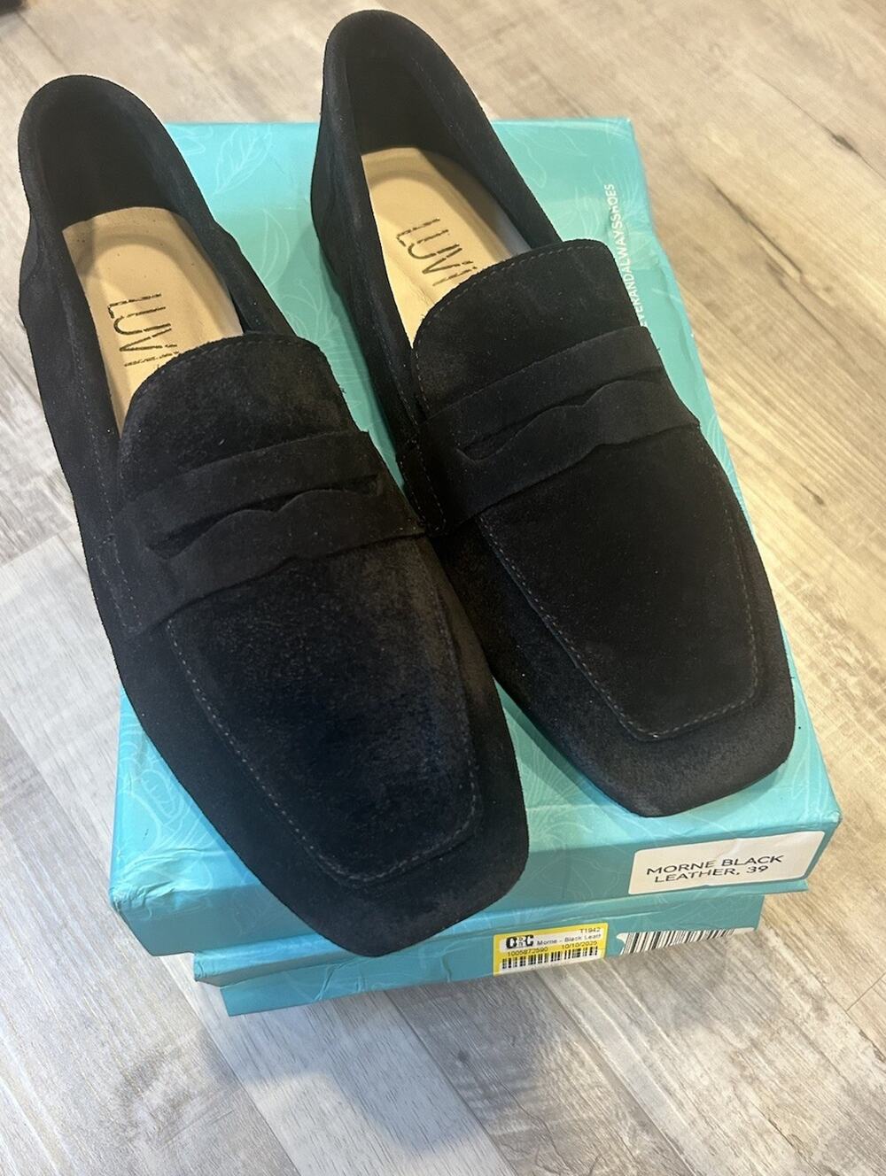 Women Penny Loafer Shoes Black Size 39 Morne Black Leather 100% Hand Made